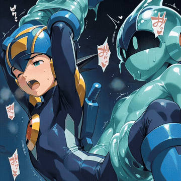 スライム男に襲われるロックマン