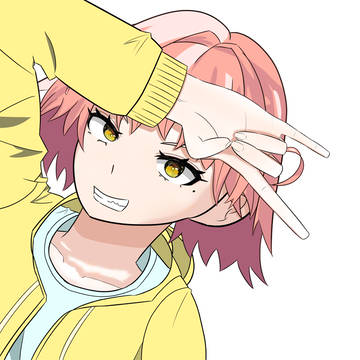 こっちを見て変なポーズをしながらニカッて笑う子