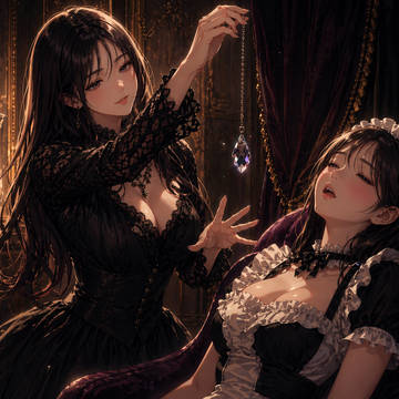 美人催眠術師に催眠術をかけられるメイドさん