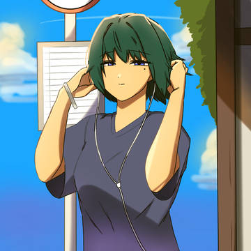 夏の日、バス停で