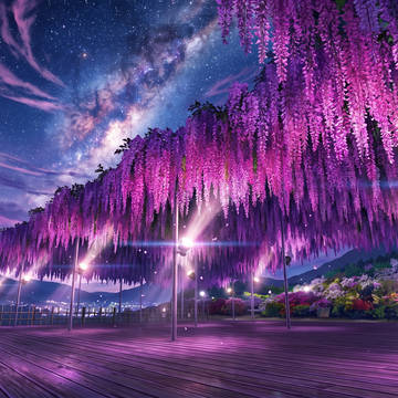 夜空×藤棚×ライトアップ