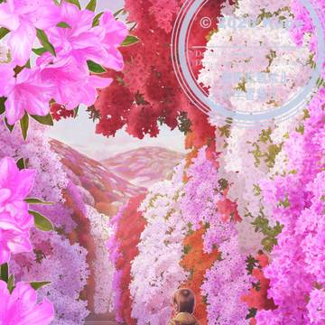 ツツジの花壁を越えて