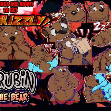 Rubin the bear stickers row