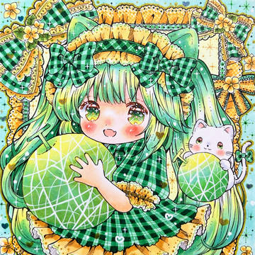 メロンとネコの女の子♡ฅ^•ﻌ•^ฅ♡