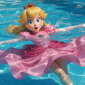 Peach fell in the pool