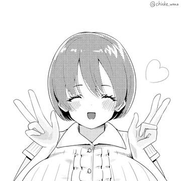 漫画絵の練習に爆乳女の子