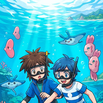 ポケモントレーナー達のマリンスポーツ