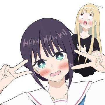 照れながらピースする彩葉