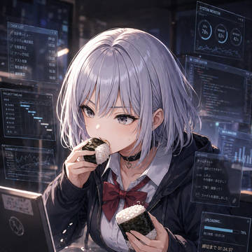 おにぎりを頬張るしのぶ