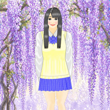制服ガール+藤の花