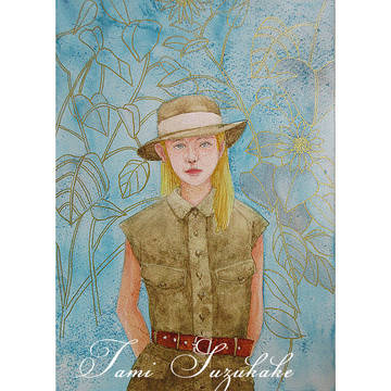 絵画販売・水彩原画「ジャングル・ガール」