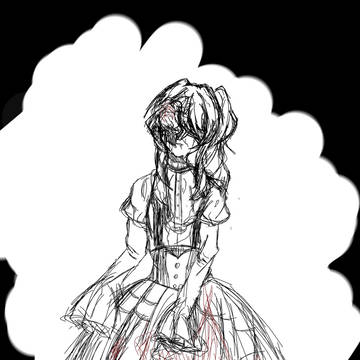 化けの花と描き途中ネコサ