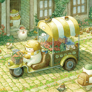 いつもの道を市場まで