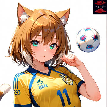 Cute Soccer Cat Girls