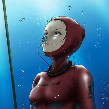 freediver浮上中を再び描いてみる