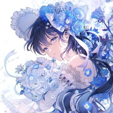 青い花とレースドレスの女の子💙