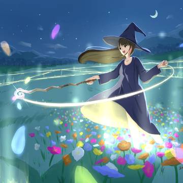 月夜の花畑
