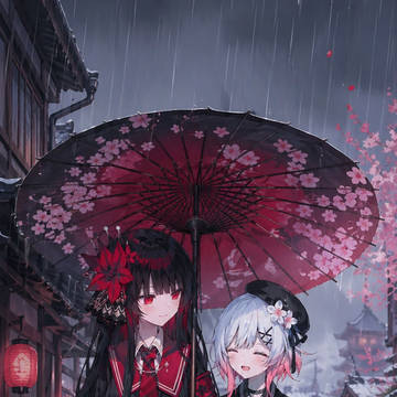 雨の中