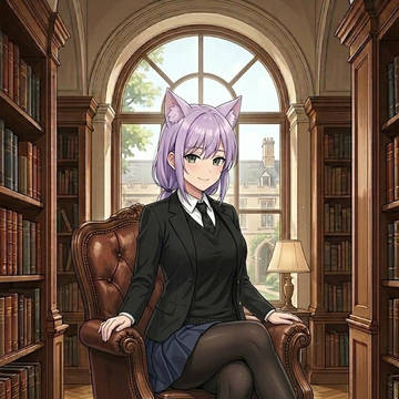足をクロスさせる制服黒タイツのシス