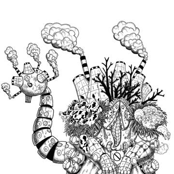 四大物種滅絕怪獸 氣候變遷怪獸(黑白版)