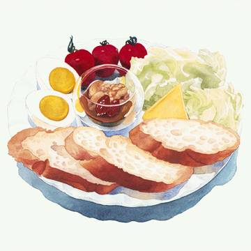朝食の体の水彩
