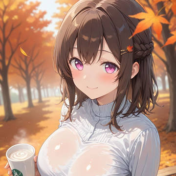 紅葉見ながらカフェラテ贅沢な時間だね🍂Café latte