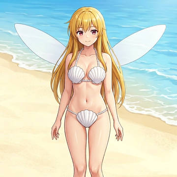 クラウンピースの貝殻ビキニ姿