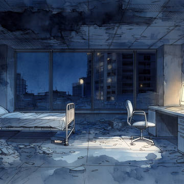 【フリー背景素材】廃病室のイラスト素材集【AI生成】