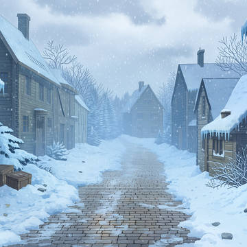 【フリー背景素材】雪の街イラスト素材集【AI生成】
