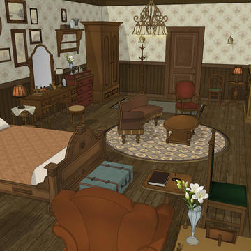 19世紀ヨーロッパ風 小さな居住地｜ヴィクトリアン小部屋 3D背