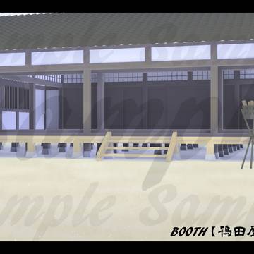 【背景イラスト】屋敷広場(時間差分有り)