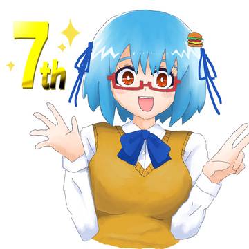 ハンバーガーちゃん7周年記念のイラスト