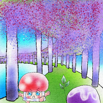 2026年5月のイラスト『藤棚をゆく』