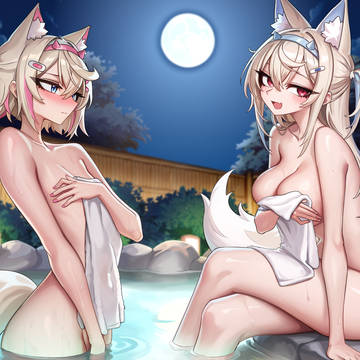 Fuwawa and Mococo onsen