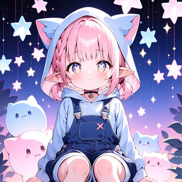 猫耳パーカー×星