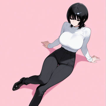 (1枚絵)黒髪ウルフカットジト目お姉さん