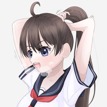 髪を結んでるセーラー服の着ぐるみさん