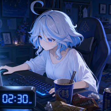 ゲームに夢中なフリーナ