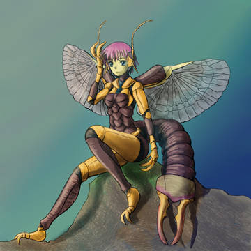 ハサミムシの昆虫娘