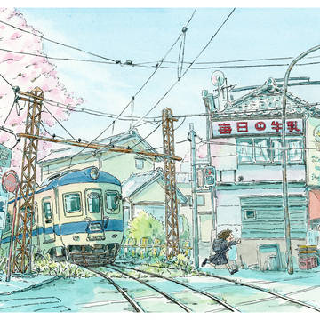 路面電車と春の朝