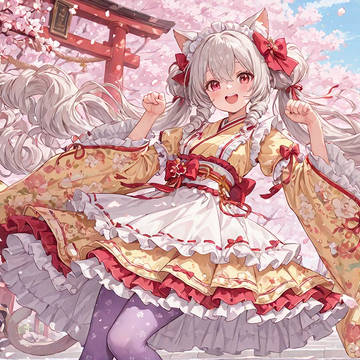 神社の桜の舞