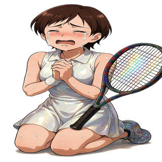 ショートカットテニス娘　泣き顔