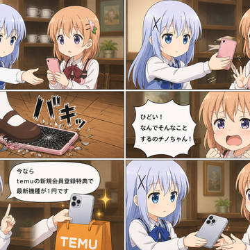 ココアのスマホを破壊して最新機種を押し売りするチノちゃん