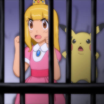 捕まったサトコとピカチュウ