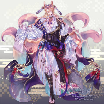 【skeb】創作狐神キャラデザ立ち絵