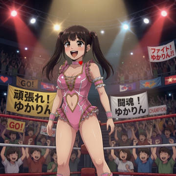 誕生日のファンサービスに、プロレスのリングに上がるゆかりん♥