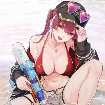 船長と水遊び