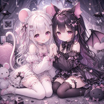 【ChatGPT作】白ネズミとコウモリの擬人化（萌えキャラ）