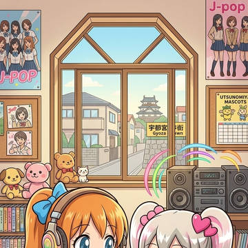 ポップソングを聴く2人