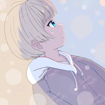 何故か遠くを見つめる男の子。